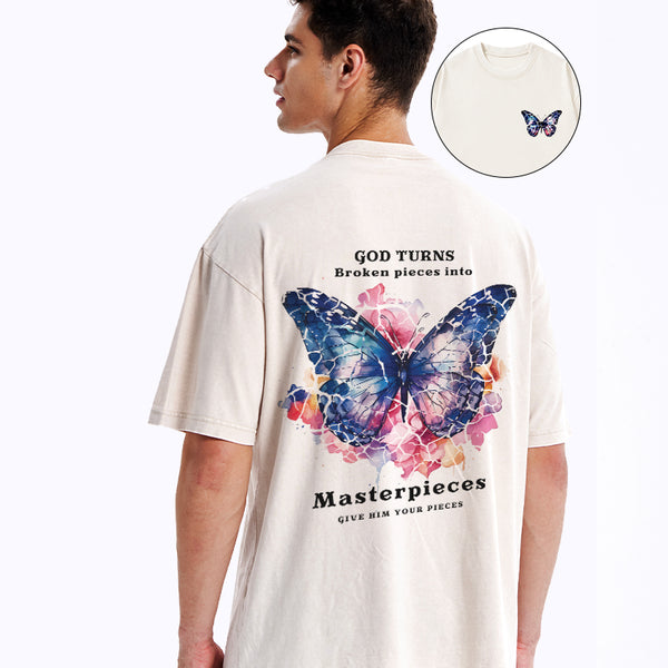 God Turns Broken Pieces Into Masterpieces Christian Washed T-Shirt