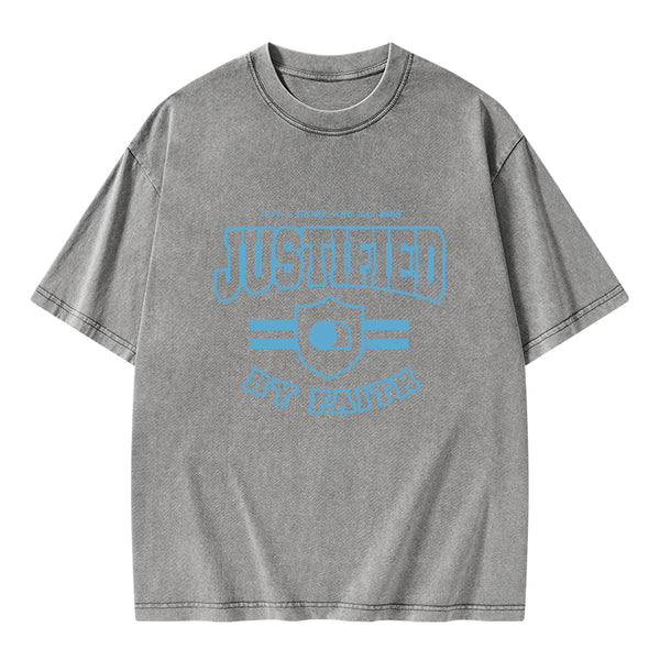 Just A Sinner Who Has Been Justified Christian Washed T-Shirt