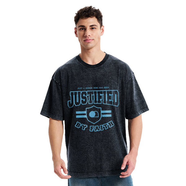 Just A Sinner Who Has Been Justified Christian Washed T-Shirt
