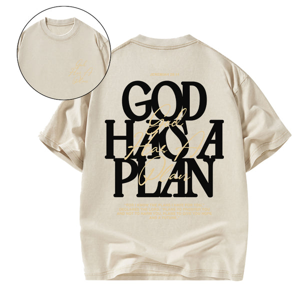 God Has A Plan Christian Washed T-Shirt