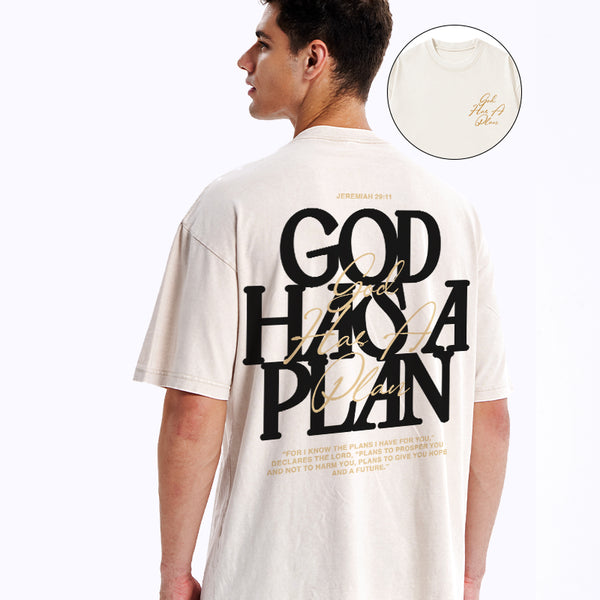 God Has A Plan Christian Washed T-Shirt