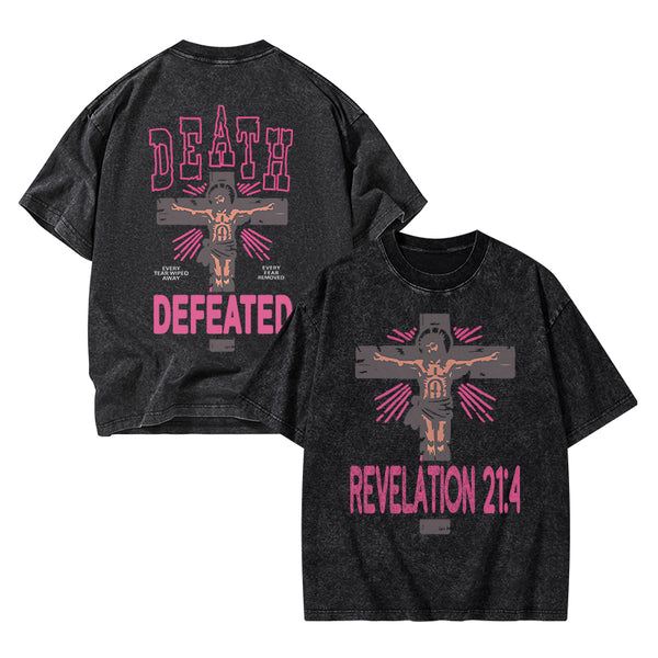 Death Defeated Christian Washed T-Shirt