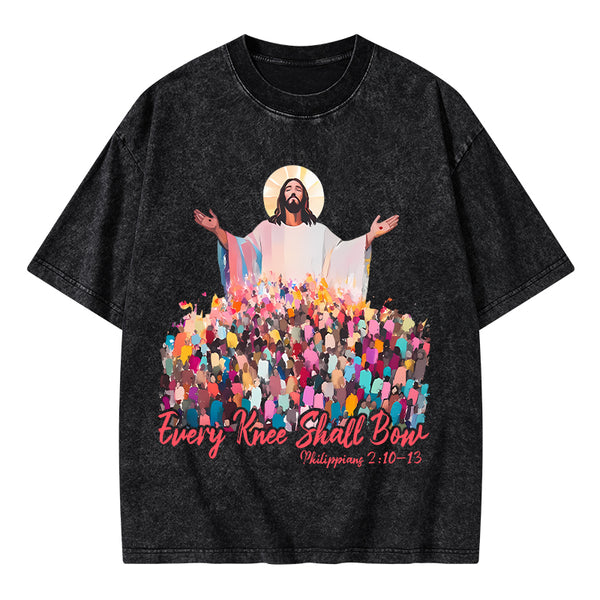 Every Knee Shall Bones Christian Washed T-Shirt
