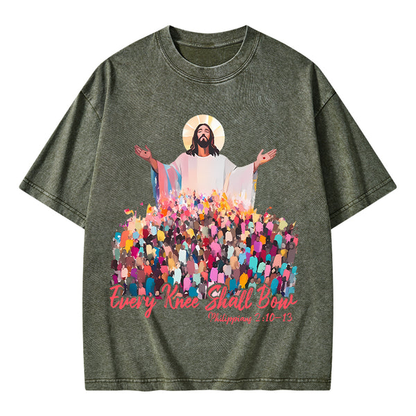 Every Knee Shall Bones Christian Washed T-Shirt