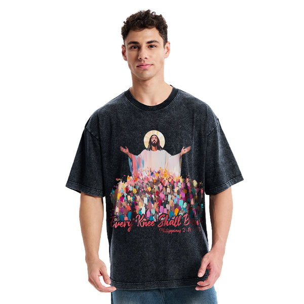 Every Knee Shall Bones Christian Washed T-Shirt