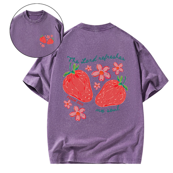 The Lord Refreshes My Soul Christian Washed T-Shirt