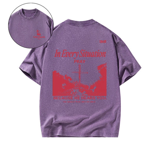In Every Situation Pray Christian Washed T-Shirt