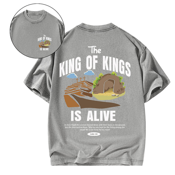 GC-WTSA1909 The King Of Kings Christian Washed T-Shirt
