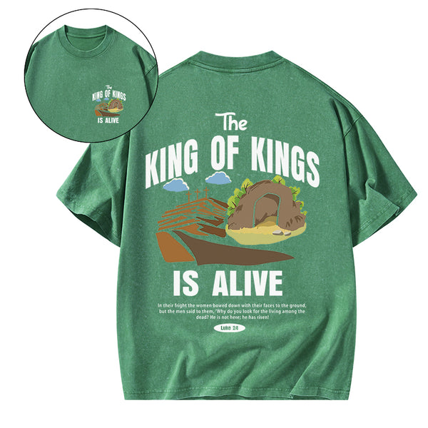 GC-WTSA1909 The King Of Kings Christian Washed T-Shirt