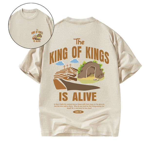 GC-WTSA1909 The King Of Kings Christian Washed T-Shirt