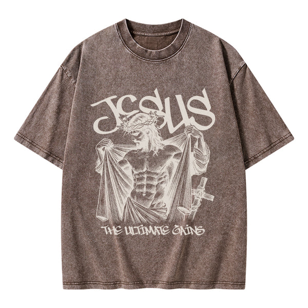 GC-WTSA1913 Jesus The Ultimate Gains Christian Washed T-Shirt