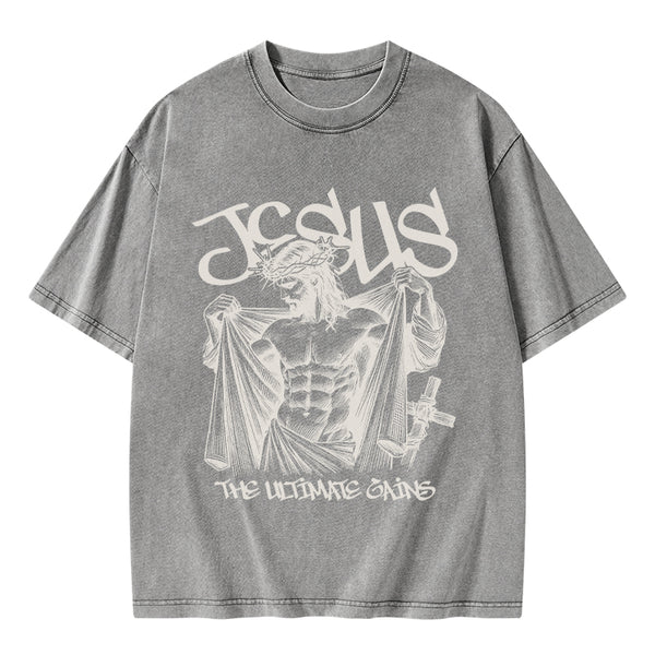 GC-WTSA1913 Jesus The Ultimate Gains Christian Washed T-Shirt