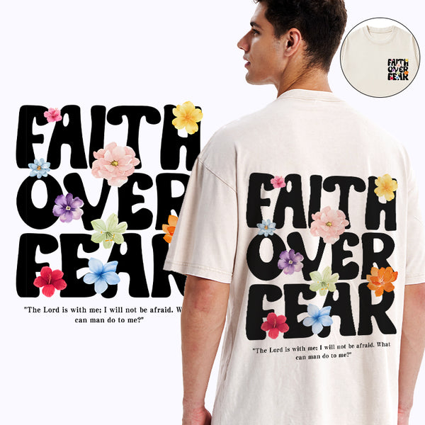 GC-WTSA1916 Faith Over Fear Christian Washed T-Shirt