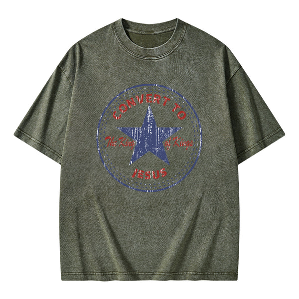 Convert to The King Of Kings Christian Washed T-Shirt