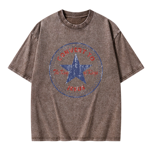 Convert to The King Of Kings Christian Washed T-Shirt