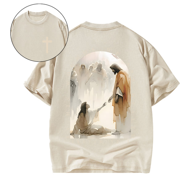 By His Wounds We Are Healed Christian Washed T-Shirt