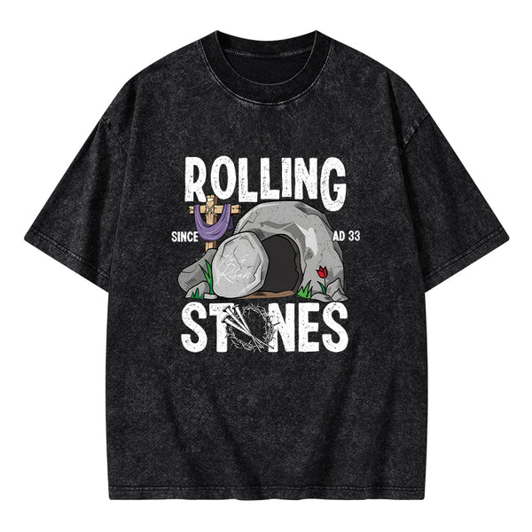 Rolling Stone Cross Christian Washed T-Shirt