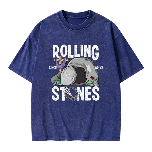 Rolling Stone Cross Christian Washed T-Shirt