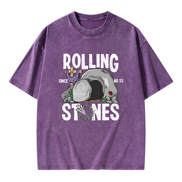 Rolling Stone Cross Christian Washed T-Shirt