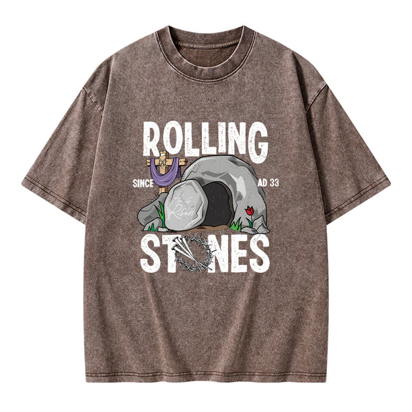 Rolling Stone Cross Christian Washed T-Shirt