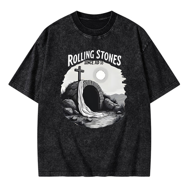 He is Risen Rolling Stones Christian Washed T-Shirt