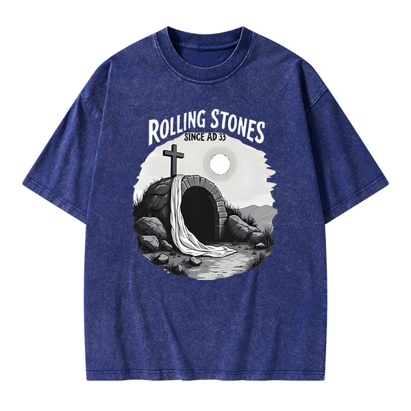 He is Risen Rolling Stones Christian Washed T-Shirt