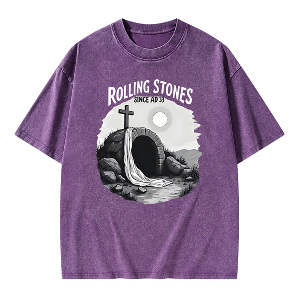 He is Risen Rolling Stones Christian Washed T-Shirt