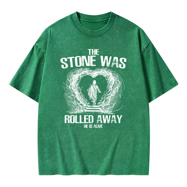 The Stone Was Rolling Away Christian Washed T-Shirt