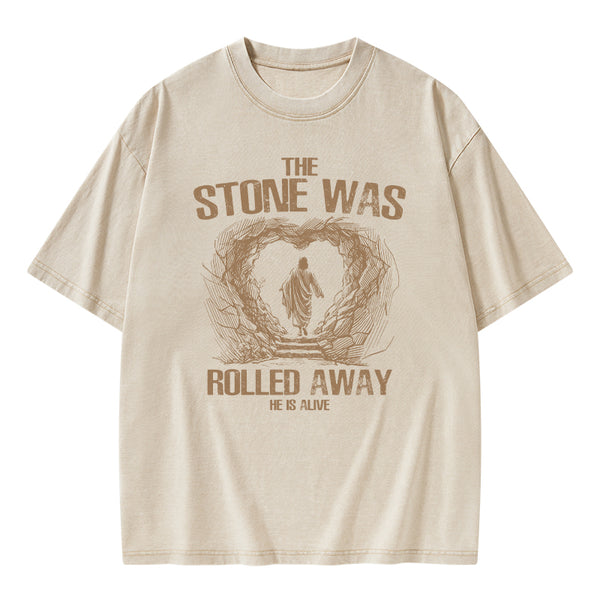 The Stone Was Rolling Away Christian Washed T-Shirt