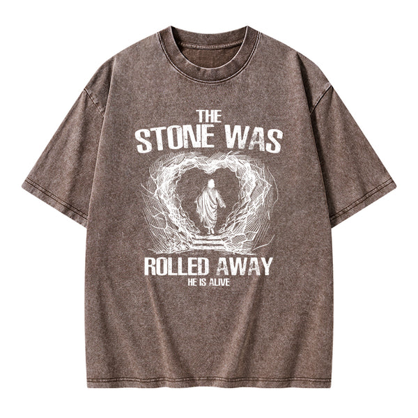 The Stone Was Rolling Away Christian Washed T-Shirt
