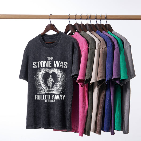 The Stone Was Rolling Away Christian Washed T-Shirt