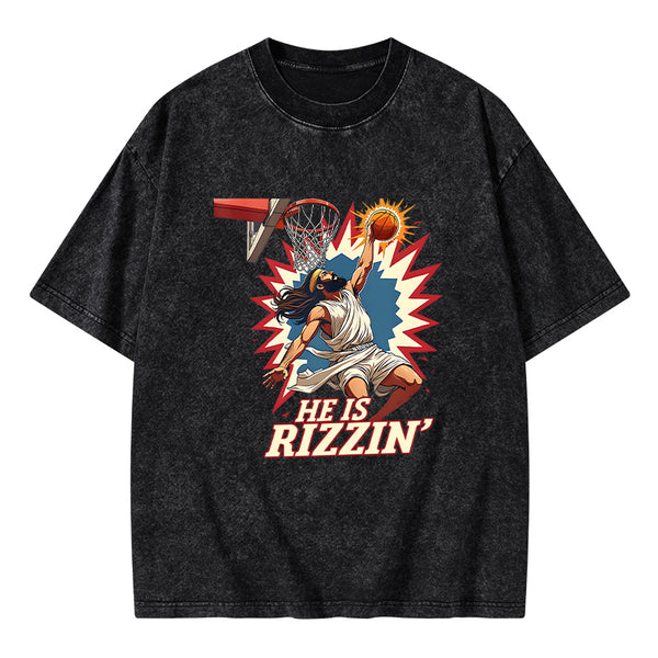 He Is Rizzen Jesus Christian Washed T-Shirt