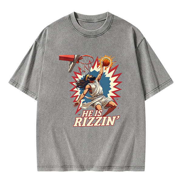 He Is Rizzen Jesus Christian Washed T-Shirt