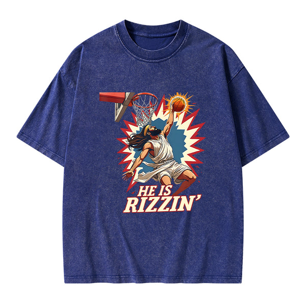 He Is Rizzen Jesus Christian Washed T-Shirt
