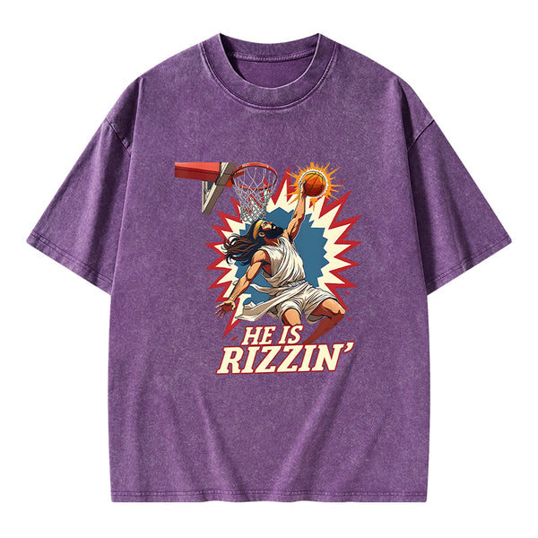 He Is Rizzen Jesus Christian Washed T-Shirt