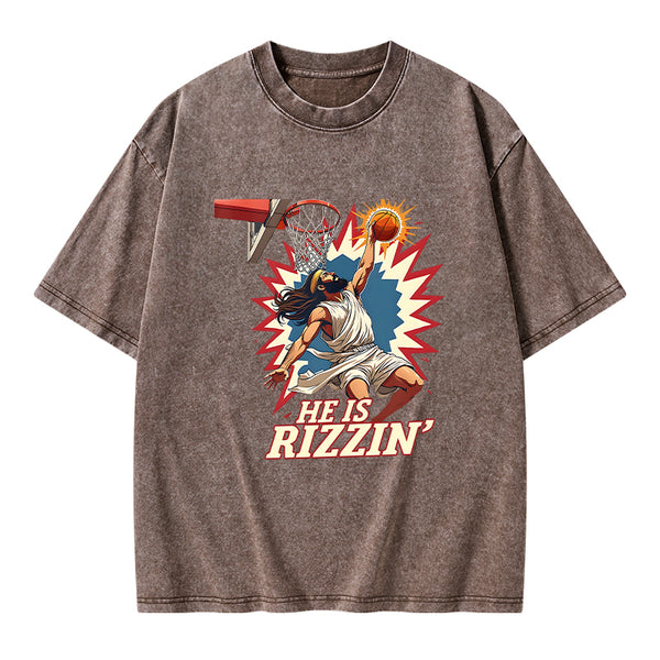 He Is Rizzen Jesus Christian Washed T-Shirt