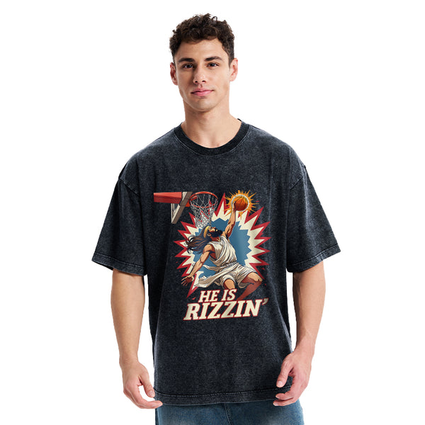 He Is Rizzen Jesus Christian Washed T-Shirt