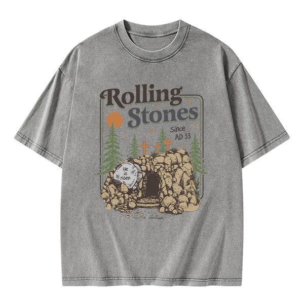 Rolling Stone Since AD 33 Boho Christian Washed T-Shirt