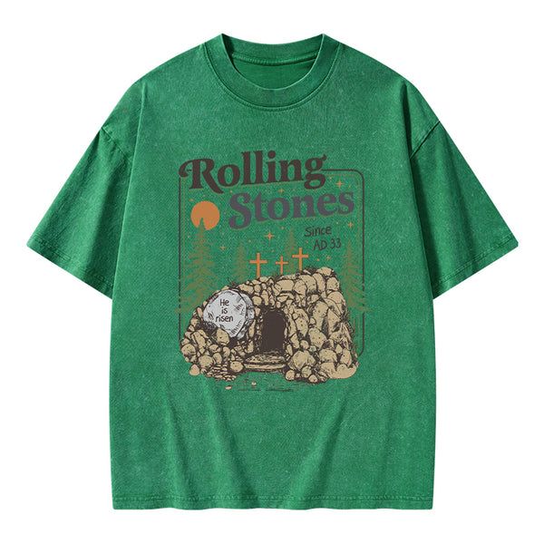 Rolling Stone Since AD 33 Boho Christian Washed T-Shirt