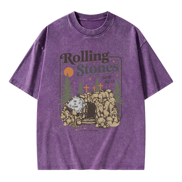 Rolling Stone Since AD 33 Boho Christian Washed T-Shirt