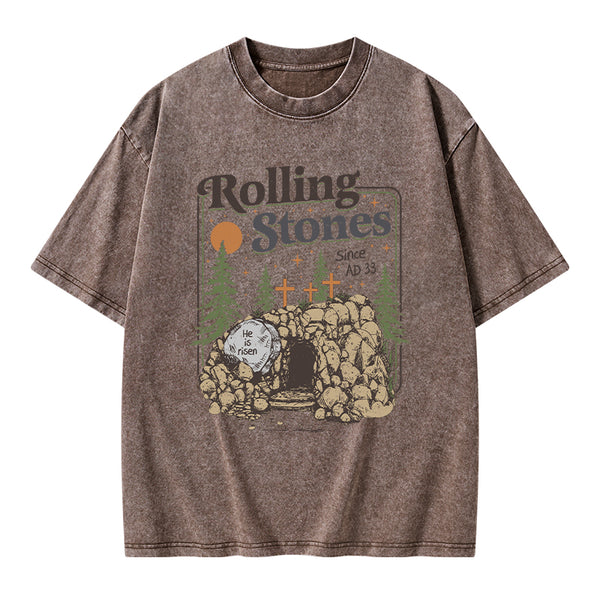 Rolling Stone Since AD 33 Boho Christian Washed T-Shirt