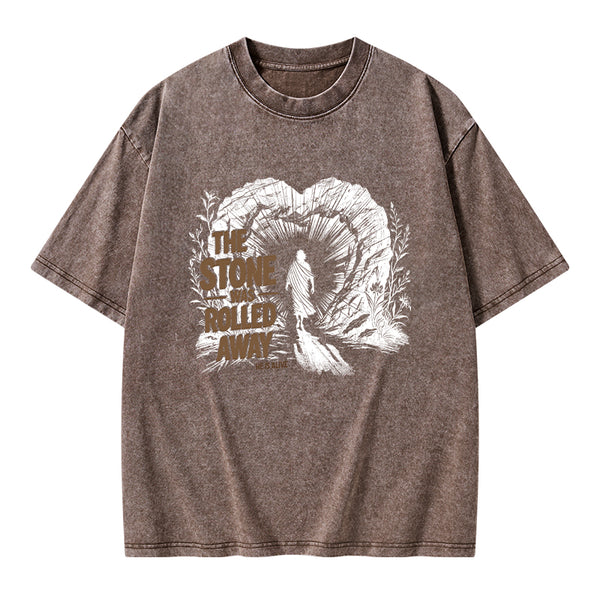 The Stone Was Rolled Away Christian Washed T-Shirt