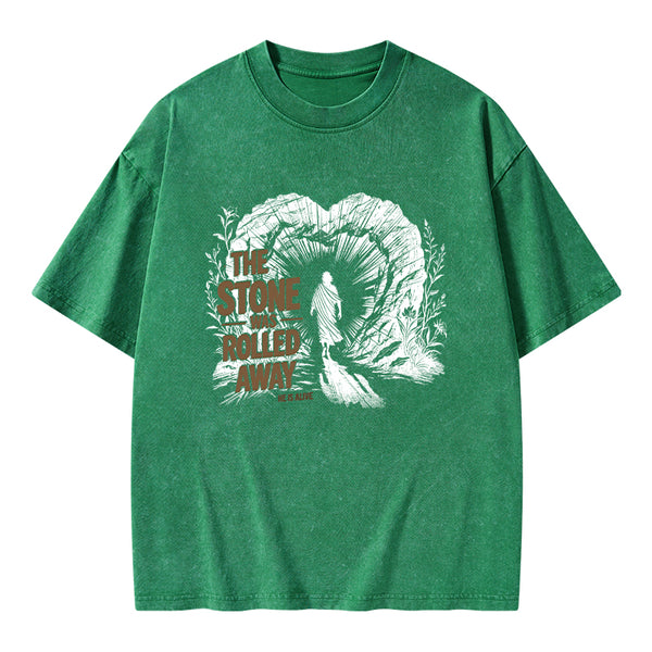 The Stone Was Rolled Away Christian Washed T-Shirt