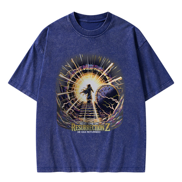 GC-WTSA2009 Next Time On Resurrection Christian Washed T-Shirt