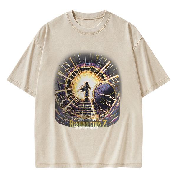 GC-WTSA2009 Next Time On Resurrection Christian Washed T-Shirt