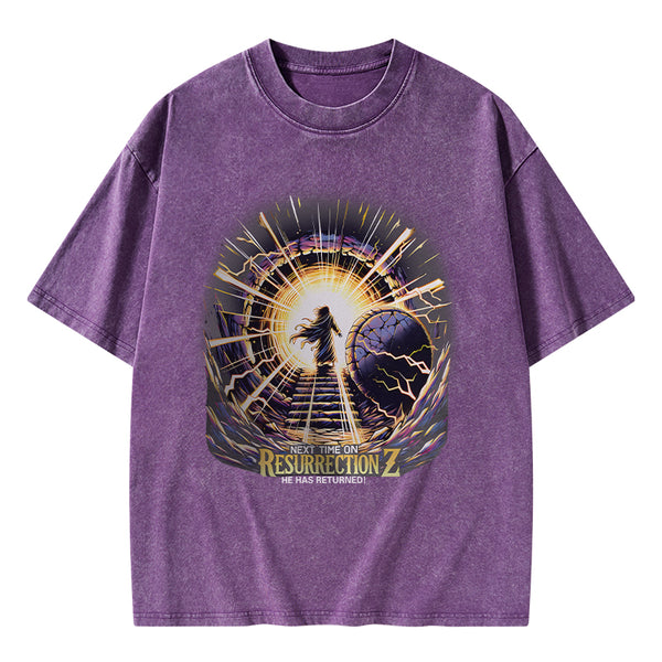 GC-WTSA2009 Next Time On Resurrection Christian Washed T-Shirt