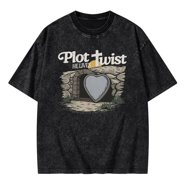 Plot Twist He Lives Christian Washed T-Shirt