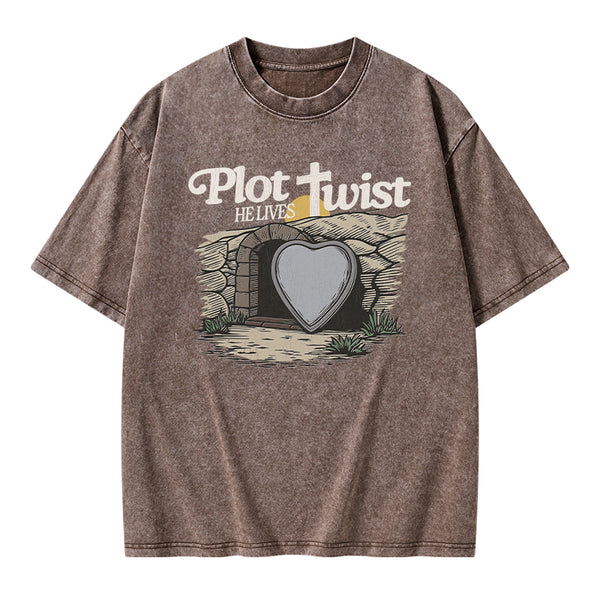 Plot Twist He Lives Christian Washed T-Shirt