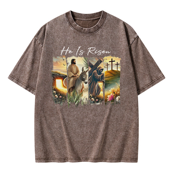 GC-WTSA2041 He Is Risen Boho Christian Washed T-Shirt