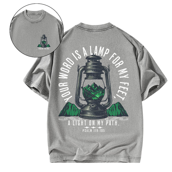 GC-WTSA2048 Your Word Is A Lamp For My Feet Christian Washed T-Shirt
